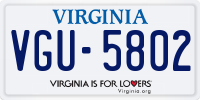 VA license plate VGU5802