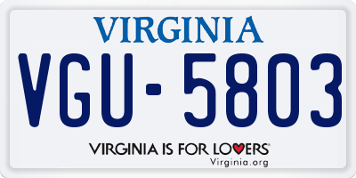 VA license plate VGU5803