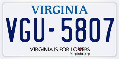 VA license plate VGU5807