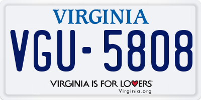 VA license plate VGU5808