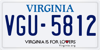 VA license plate VGU5812