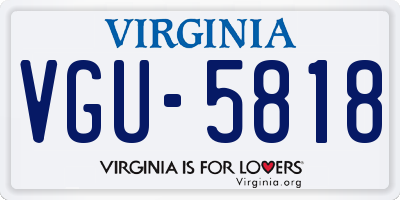 VA license plate VGU5818