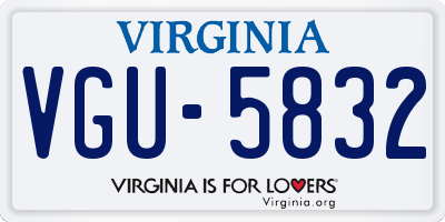 VA license plate VGU5832