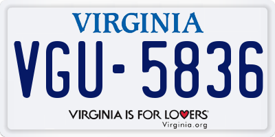 VA license plate VGU5836