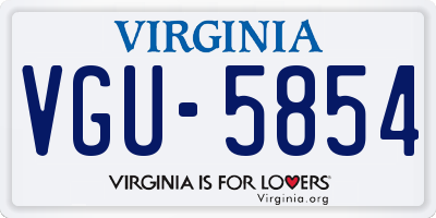 VA license plate VGU5854