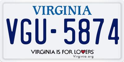 VA license plate VGU5874