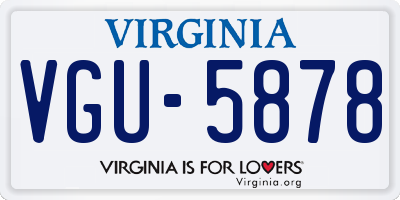 VA license plate VGU5878