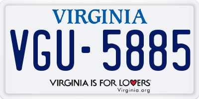 VA license plate VGU5885