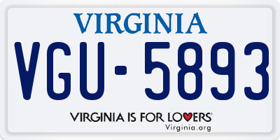 VA license plate VGU5893