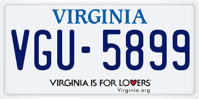VA license plate VGU5899