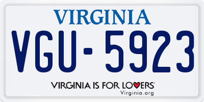 VA license plate VGU5923
