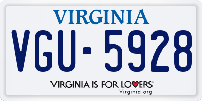 VA license plate VGU5928