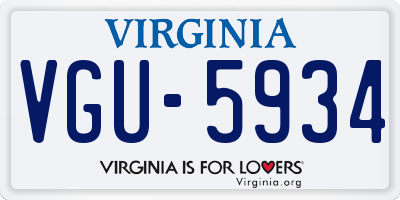 VA license plate VGU5934