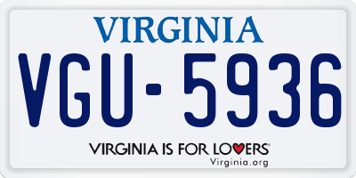 VA license plate VGU5936