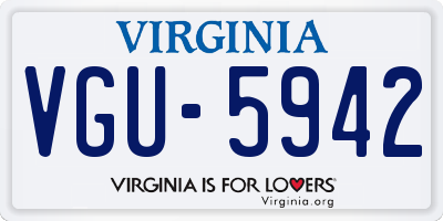 VA license plate VGU5942