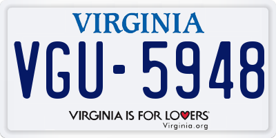 VA license plate VGU5948