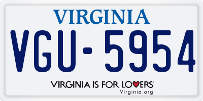 VA license plate VGU5954