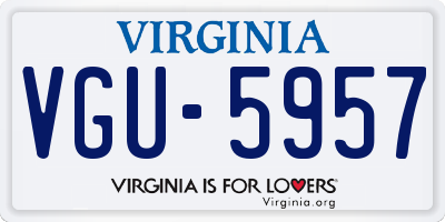 VA license plate VGU5957
