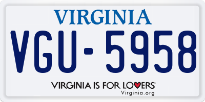 VA license plate VGU5958