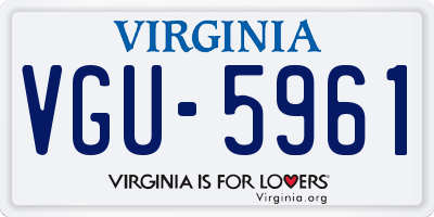 VA license plate VGU5961