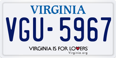VA license plate VGU5967