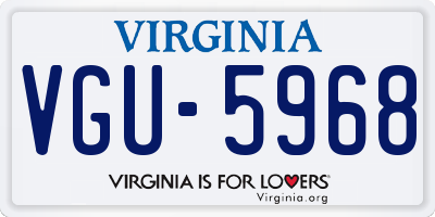 VA license plate VGU5968