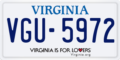 VA license plate VGU5972