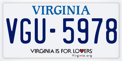 VA license plate VGU5978