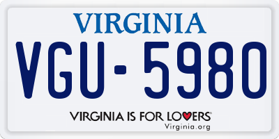 VA license plate VGU5980