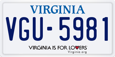 VA license plate VGU5981