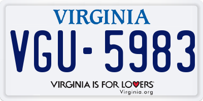 VA license plate VGU5983