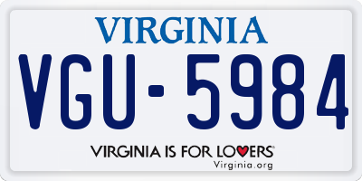 VA license plate VGU5984