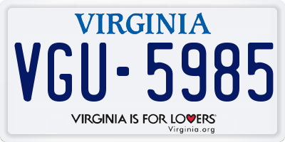 VA license plate VGU5985