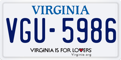 VA license plate VGU5986