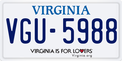 VA license plate VGU5988