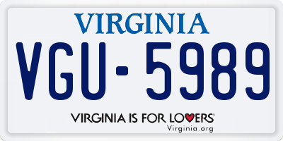 VA license plate VGU5989