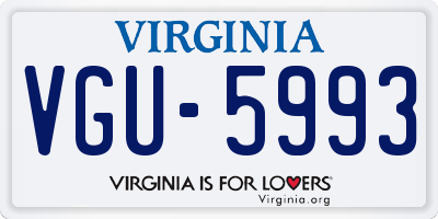VA license plate VGU5993