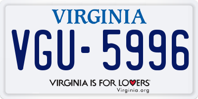 VA license plate VGU5996