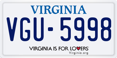 VA license plate VGU5998