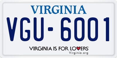 VA license plate VGU6001