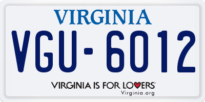VA license plate VGU6012