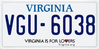 VA license plate VGU6038