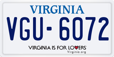 VA license plate VGU6072