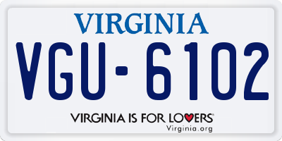 VA license plate VGU6102