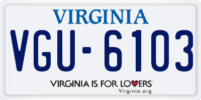 VA license plate VGU6103