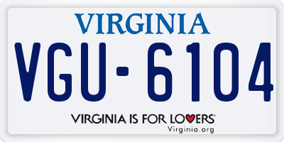 VA license plate VGU6104