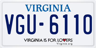 VA license plate VGU6110