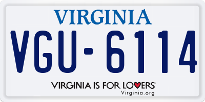 VA license plate VGU6114