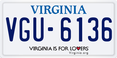 VA license plate VGU6136