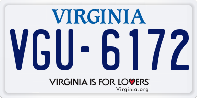 VA license plate VGU6172